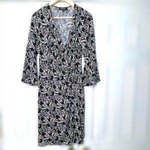 Floral Pattern Faux Wrap Dress